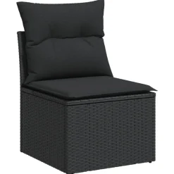 MAISON EXCLUSIVE - Salon de jardin 9 pcs avec coussins noir résine tressée