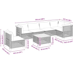 MAISON EXCLUSIVE - Salon de jardin avec coussins 7 pcs gris résine tressée