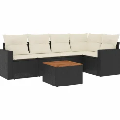 MAISON EXCLUSIVE - Salon de jardin 6 pcs avec coussins noir résine tressée