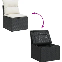 MAISON EXCLUSIVE - Salon de jardin 6 pcs avec coussins noir résine tressée