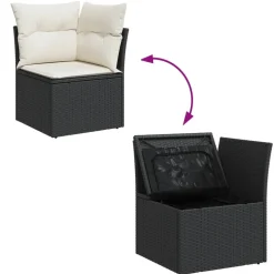 MAISON EXCLUSIVE - Salon de jardin 6 pcs avec coussins noir résine tressée