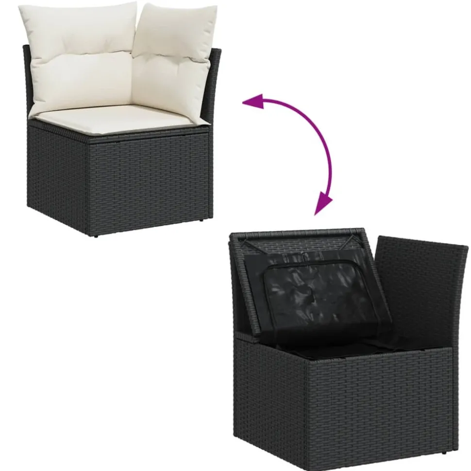 MAISON EXCLUSIVE - Salon de jardin 6 pcs avec coussins noir résine tressée