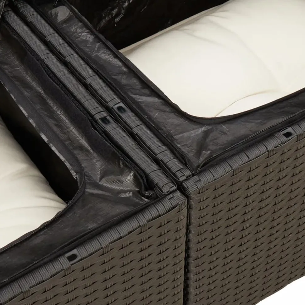 MAISON EXCLUSIVE - Salon de jardin 6 pcs avec coussins noir résine tressée
