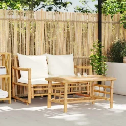 MAISON EXCLUSIVE - Salon de jardin 2 pcs avec coussins bambou