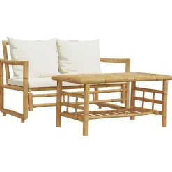 MAISON EXCLUSIVE - Salon de jardin 2 pcs avec coussins bambou