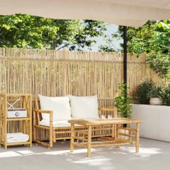 MAISON EXCLUSIVE - Salon de jardin 2 pcs avec coussins bambou