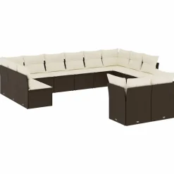 MAISON EXCLUSIVE - Salon de jardin avec coussins 12 pcs marron résine tressée