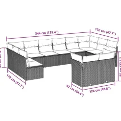 MAISON EXCLUSIVE - Salon de jardin avec coussins 12 pcs marron résine tressée
