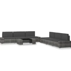 MAISON EXCLUSIVE - Salon de jardin 7 pcs résine tressée gris