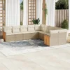 MAISON EXCLUSIVE - Salon de jardin avec coussins 10 pcs beige résine tressée
