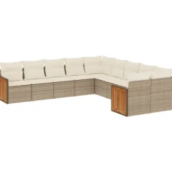 MAISON EXCLUSIVE - Salon de jardin avec coussins 10 pcs beige résine tressée