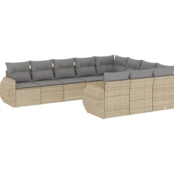 MAISON EXCLUSIVE - Salon de jardin avec coussins 10 pcs beige résine tressée