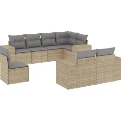 MAISON EXCLUSIVE - Salon de jardin avec coussins 8 pcs beige résine tressée