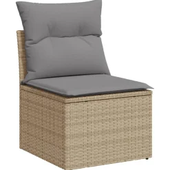 MAISON EXCLUSIVE - Salon de jardin avec coussins 8 pcs beige résine tressée