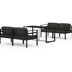 MAISON EXCLUSIVE - Salon de jardin 5 pcs avec coussins aluminium anthracite