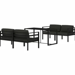 MAISON EXCLUSIVE - Salon de jardin 5 pcs avec coussins aluminium anthracite