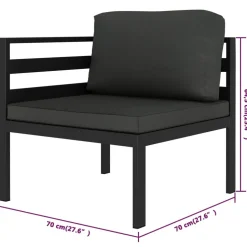 MAISON EXCLUSIVE - Salon de jardin 5 pcs avec coussins aluminium anthracite
