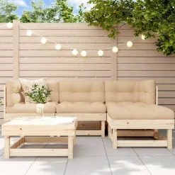MAISON EXCLUSIVE - Salon de jardin 5 pcs avec coussins bois massif