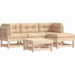 MAISON EXCLUSIVE - Salon de jardin 5 pcs avec coussins bois massif