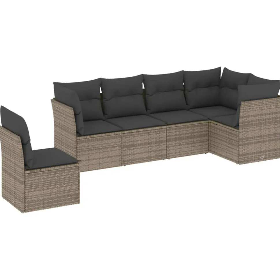 MAISON EXCLUSIVE - Salon de jardin 6 pcs avec coussins gris résine tressée