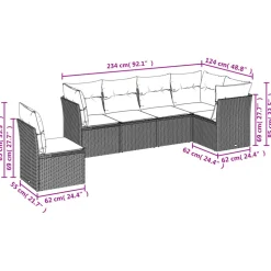 MAISON EXCLUSIVE - Salon de jardin 6 pcs avec coussins gris résine tressée