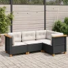 MAISON EXCLUSIVE - Salon de jardin 4 pcs avec coussins noir résine tressée