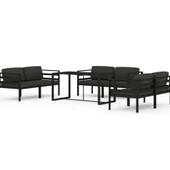 MAISON EXCLUSIVE - Salon de jardin 7 pcs avec coussins aluminium anthracite