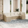 MAISON EXCLUSIVE - Salon de jardin avec coussins 7 pcs beige résine tressée