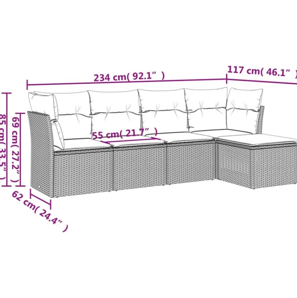 MAISON EXCLUSIVE - Salon de jardin avec coussins 5 pcs marron résine tressée