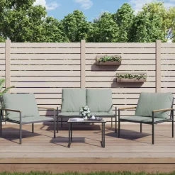 MAISON EXCLUSIVE - Salon de jardin avec coussins 4 pcs anthracite acier
