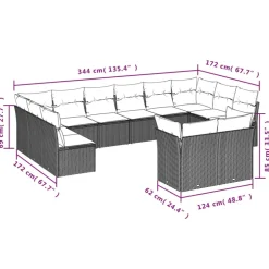 MAISON EXCLUSIVE - Salon de jardin avec coussins 12 pcs beige résine tressée
