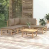 MAISON EXCLUSIVE - Salon de jardin 6 pcs avec coussins taupe bambou