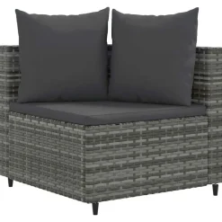 MAISON EXCLUSIVE - Salon de jardin avec coussins 7 pcs gris résine tressée