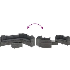 MAISON EXCLUSIVE - Salon de jardin avec coussins 7 pcs gris résine tressée