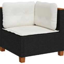 MAISON EXCLUSIVE - Salon de jardin 6 pcs avec coussins noir résine tressée