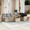 MAISON EXCLUSIVE - Salon de jardin avec coussins 9 pcs beige résine tressée