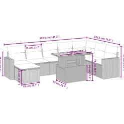 MAISON EXCLUSIVE - Salon de jardin avec coussins 9 pcs beige résine tressée