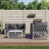 MAISON EXCLUSIVE - Salon de jardin avec coussins 5 pcs blanc acier