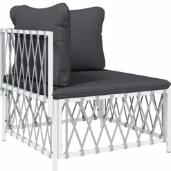 MAISON EXCLUSIVE - Salon de jardin avec coussins 5 pcs blanc acier