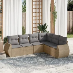 MAISON EXCLUSIVE - Salon de jardin avec coussins 6 pcs beige résine tressée