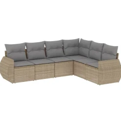 MAISON EXCLUSIVE - Salon de jardin avec coussins 6 pcs beige résine tressée