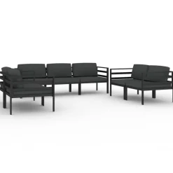 MAISON EXCLUSIVE - Salon de jardin 7 pcs avec coussins aluminium anthracite