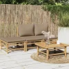 MAISON EXCLUSIVE - Salon de jardin 4 pcs avec coussins taupe bambou