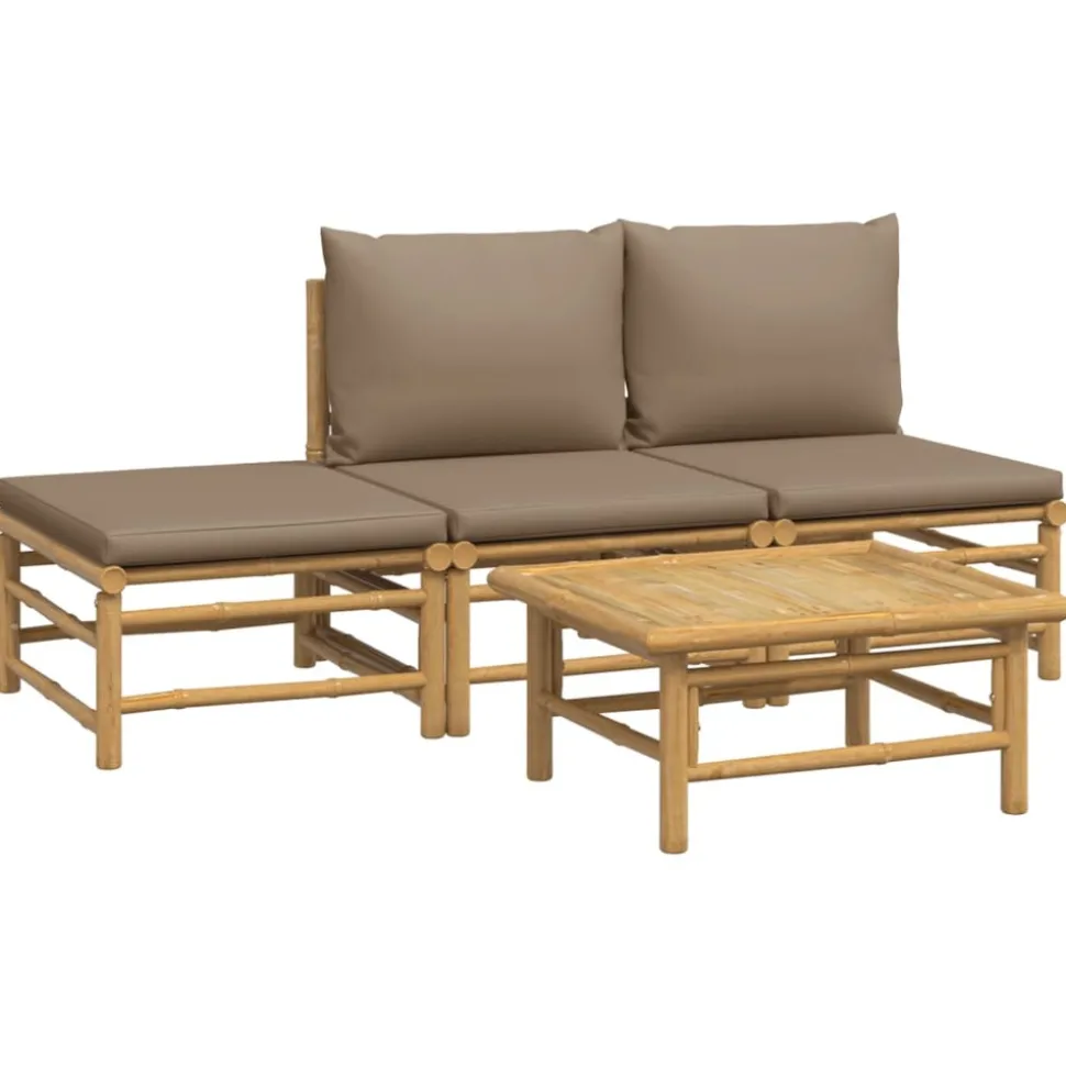 MAISON EXCLUSIVE - Salon de jardin 4 pcs avec coussins taupe bambou