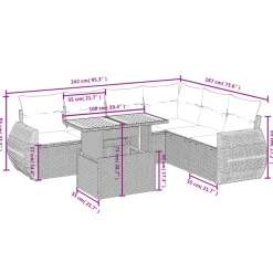 MAISON EXCLUSIVE - Salon de jardin 7 pcs avec coussins noir résine tressée