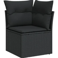 MAISON EXCLUSIVE - Salon de jardin 11 pcs avec coussins noir résine tressée
