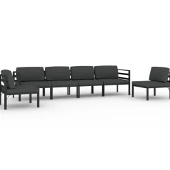 MAISON EXCLUSIVE - Salon de jardin 6 pcs avec coussins aluminium anthracite