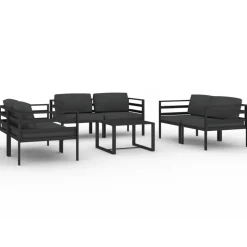 MAISON EXCLUSIVE - Salon de jardin 7 pcs avec coussins aluminium anthracite