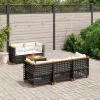 MAISON EXCLUSIVE - Salon de jardin 6 pcs avec coussins noir résine tressée