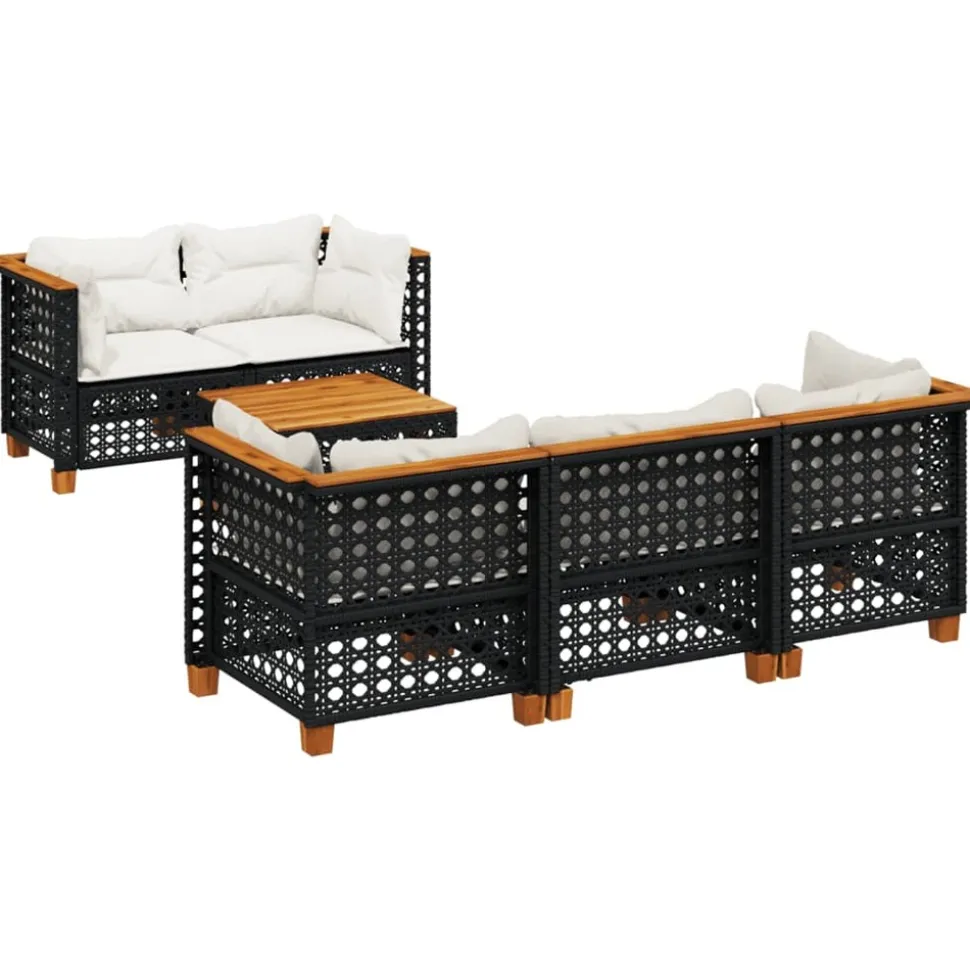 MAISON EXCLUSIVE - Salon de jardin 6 pcs avec coussins noir résine tressée